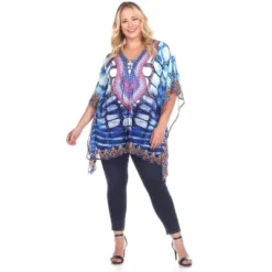 Women's Plus Size Animal Print Caftan With Tie-up Neckline - One Size Fits Most Plus - White Mark -ChicMama Sales Store GUEST 8352e253 8b1d 4d78 9a36 54c6f5f223eb