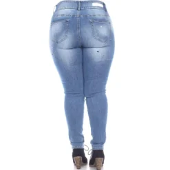 Women's Plus Size Super Stretch Light Blue Denim - White Mark