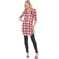 Women's Piper Stretchy Plaid Tunic With Pockets - White Mark -ChicMama Sales Store GUEST 85c4c05f 2e73 4274 8edf d40921c628d0