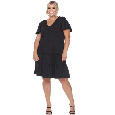 Plus Size Short Sleeve V-neck Tiered Midi Dress 5 Plus Size Short Sleeve V-neck Tiered Midi Dress - Image 5