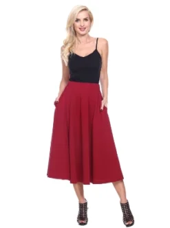 Women's Flared Midi Skirt With Pockets - White Mark -ChicMama Sales Store GUEST 87df112f 59e2 4aa1 9f91 dfc2df360a84