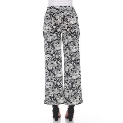 Women's Floral Paisley Wide Leg Palazzo Pants - White Mark 3 Women's Floral Paisley Wide Leg Palazzo Pants - White Mark - Image 3