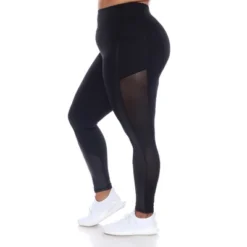 Plus Size High-Waist Mesh Fitness Leggings - White Mark