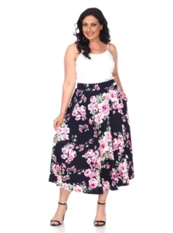 Women's Plus Size Floral Printed Tasmin Flare Midi Skirts - White Mark 15 Women's Plus Size Floral Printed Tasmin Flare Midi Skirts - White Mark -ChicMama Sales Store GUEST 8f23489b e3bd 45d3 88c6 79163cc99230