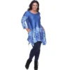 Women's Plus Size 3/4 Sleeve Printed Rella Tunic Top With Pockets - White Mark