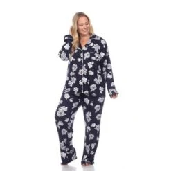 Plus Size Long Sleeve Floral Pajama Set - White Mark