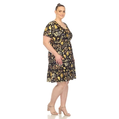 Plus Size Floral Short Sleeve Knee Length Dress 1 Plus Size Floral Short Sleeve Knee Length Dress