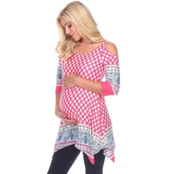 Maternity Printed Cold Shoulder Tunic - White Mark 14 Maternity Printed Cold Shoulder Tunic - White Mark -ChicMama Sales Store GUEST 92b6e0c5 1e1f 4313 8cbe 9f1c1c2a6792