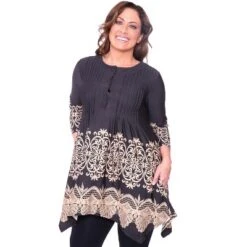 Women's Plus Size 3/4 Sleeve Printed Lucy Tunic Top - White Mark -ChicMama Sales Store GUEST 9565cbdf 7ffb 4f37 86d5 ee402810f344