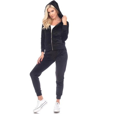 Women's 2 Piece Velour Tracksuit Set - White Mark 1 Women's 2 Piece Velour Tracksuit Set - White Mark