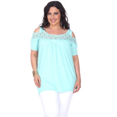 Women's Plus Size Cut Out Shoulder Bexley Tunic Top - White Mark 8 Women's Plus Size Cut Out Shoulder Bexley Tunic Top - White Mark - Image 8