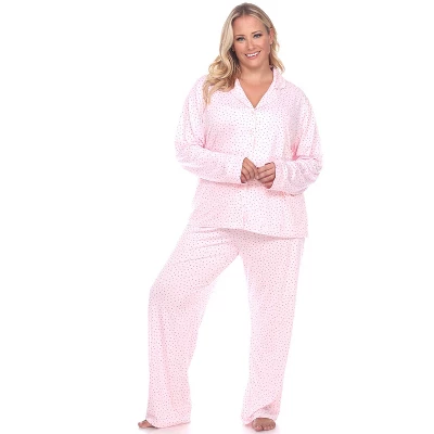 Women's Plus Size Long Sleeve Pajama Set - White Mark 3 Women's Plus Size Long Sleeve Pajama Set - White Mark - Image 3