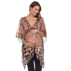 Maternity Plus Size Short Caftan With Tie-up Neckline - White Mark -ChicMama Sales Store GUEST a0cd36a3 d309 4dfd 86e9 58977b4aa9ef