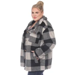 White Mark Plus Size Plaid Shacket
