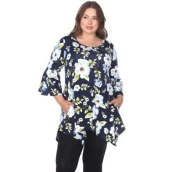 Women's Plus Size Floral Printed Blanche Tunic Top With Pockets - White Mark -ChicMama Sales Store GUEST a3256041 ff1b 4629 a6b1 9e6f4cc33c5e