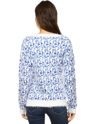 Women's Leopard Printed Sweater - White Mark 2 Women's Leopard Printed Sweater - White Mark - Image 2