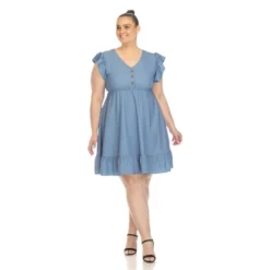 Plus Size Ruffle Sleeve Knee-Length Dress -ChicMama Sales Store GUEST a355bd42 e3ba 4d75 8b23 c974bc33f1fe