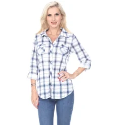 Women's Oakley Stretchy Plaid Tunic Top With Pockets - White Mark 19 Women's Oakley Stretchy Plaid Tunic Top With Pockets - White Mark -ChicMama Sales Store GUEST a417df86 8a88 4258 9efb 0051bbfd544f
