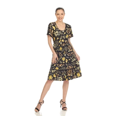 Women's Floral Short Sleeve Knee Length Dress 4 Women's Floral Short Sleeve Knee Length Dress - Image 4