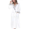 Womens Plus Leopard Print Cozy Lounge Robe - White Mark