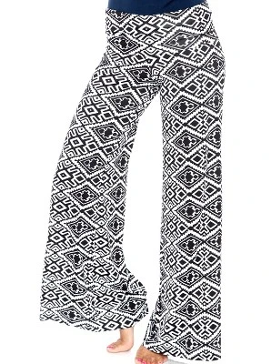 Women's Printed Palazzo Pants - White Mark 3 Women's Printed Palazzo Pants - White Mark - Image 3