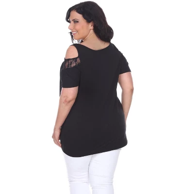 Women's Plus Size Cut Out Shoulder Bexley Tunic Top - White Mark 2 Women's Plus Size Cut Out Shoulder Bexley Tunic Top - White Mark - Image 2