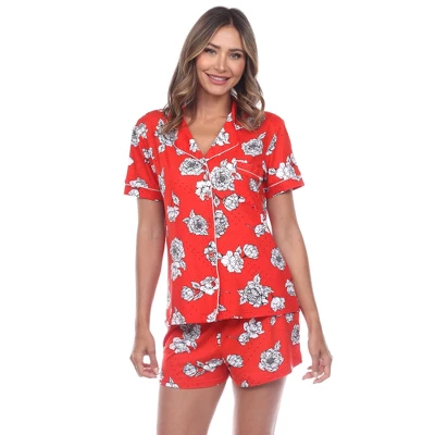 Short Sleeve Floral Pajama Set - White Mark 6 Short Sleeve Floral Pajama Set - White Mark - Image 6