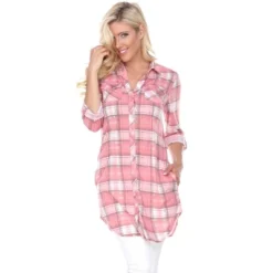 Women's Piper Stretchy Plaid Tunic With Pockets - White Mark -ChicMama Sales Store GUEST ace67990 6135 4bd8 9893 d61aee1db59e