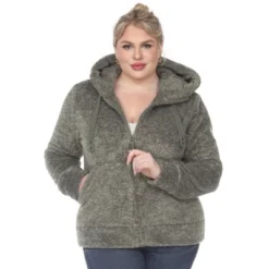Plus Size Hooded High Pile Fleece Jacket - White Mark -ChicMama Sales Store GUEST ad37e8b3 16fc 4ef5 bb4e 5ab90958c7d0