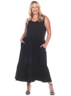 Women's Plus Size Scoop Neck Tiered Midi Dress - White Mark -ChicMama Sales Store GUEST ad90bb1d fcfb 45c2 967a 9f6d91e8955b