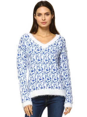 Women's Leopard Printed Sweater - White Mark 3 Women's Leopard Printed Sweater - White Mark - Image 3