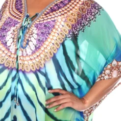 Plus Size Short Caftan With Tie-up Neckline - One Size Fits Most Plus - White Mark 12 Plus Size Short Caftan With Tie-up Neckline - One Size Fits Most Plus - White Mark -ChicMama Sales Store GUEST b35d941c 1781 4e13 beed b0b2b6f642b3