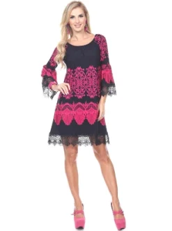 Women's 3/4 Bell Sleeves Alta Dress - White Mark -ChicMama Sales Store GUEST b3627658 f73a 4da9 bdc7 b93ded9547b4