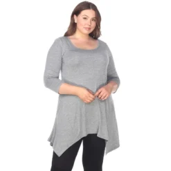 Women's Plus Size 3/4 Sleeve Makayla Tunic Top With Pockets - White Mark -ChicMama Sales Store GUEST b37ca945 7ba8 42ac 8872 bd67d7062e6b
