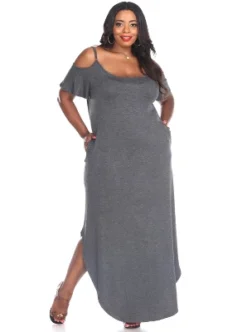Women's Plus Size Cold Shoulder Lexi Maxi Dress With Pockets - White Mark -ChicMama Sales Store GUEST b44c2e02 0e95 442d a49b efa01be03796