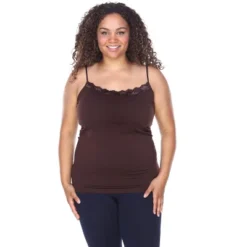 Women's Plus Size Lace Trim Tank Top - One Size Fits Most Plus - White Mark -ChicMama Sales Store GUEST b6423de3 40eb 46df 817b 7a841523d781