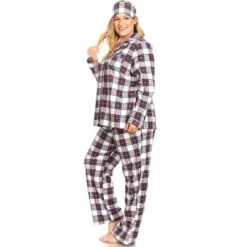 Women's Plus Size Three-Piece Pajama Set - White Mark