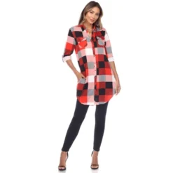 Women's Roll Tab Sleeve Plaid Buttoned Top - White Mark -ChicMama Sales Store GUEST b7bdfeb2 a9ad 47b8 b212 58151e3c17b6