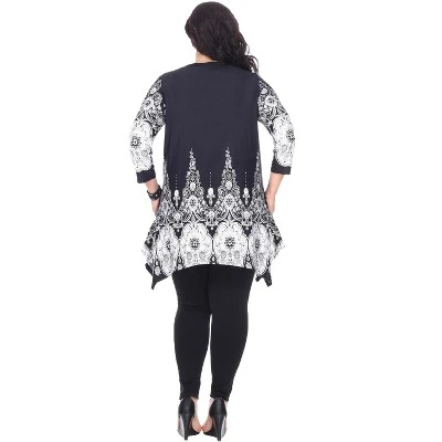Women's Plus Size 3/4 Sleeve Printed Dulce Tunic Top - White Mark 2 Women's Plus Size 3/4 Sleeve Printed Dulce Tunic Top - White Mark - Image 2