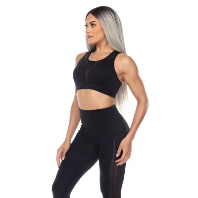 Women's Racer Back Sports Bra Black - White Mark 1 Women's Racer Back Sports Bra Black - White Mark
