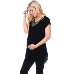 Maternity Myla Embellished Tunic Top - White Mark 17 Maternity Myla Embellished Tunic Top - White Mark -ChicMama Sales Store GUEST bacd6f7f c882 4e7a 8d94 91c3e6133be4