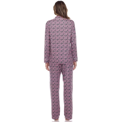 Women's Long Sleeve Heart Print Pajama Set - White Mark 3 Women's Long Sleeve Heart Print Pajama Set - White Mark - Image 3