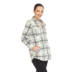 Women's Lightweight And Soft Flannel Plaid - White Mark