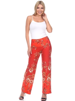 Women's Floral Paisley Printed Palazzo Pants - White Mark 5 Women's Floral Paisley Printed Palazzo Pants - White Mark - Image 5