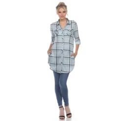 Women's Printed Plaid Roll Tab Tunic - White Mark 17 Women's Printed Plaid Roll Tab Tunic - White Mark -ChicMama Sales Store GUEST c1760681 2e73 419b 86f5 35a78d6f5e61
