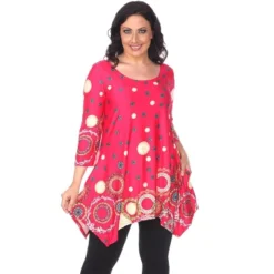 Women's Plus Size 3/4 Sleeve Printed Erie Tunic Top With Pockets - White Mark -ChicMama Sales Store GUEST c1987697 7e8d 4ea1 a4d3 a1935c76802c