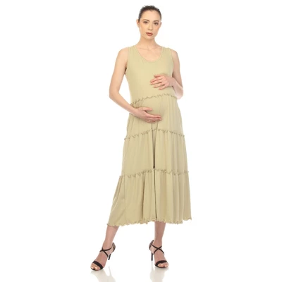 Maternity Scoop Neck Tiered Midi Dress 6 Maternity Scoop Neck Tiered Midi Dress - Image 6