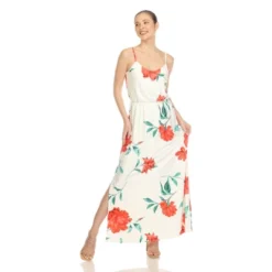 Women's Floral Strap Maxi Dress With Side Slit And Pockets - White Mark -ChicMama Sales Store GUEST c51d1343 5d38 4eda a4d6 be8f9e6c91c9