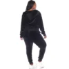 Women's Plus Size 2 Piece Velour Tracksuit Set - White Mark