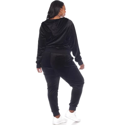 Women's Plus Size 2 Piece Velour Tracksuit Set - White Mark 1 Women's Plus Size 2 Piece Velour Tracksuit Set - White Mark